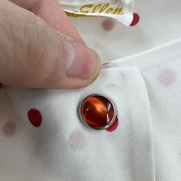 Dan-Ellen vintage, granny cottage core floral, polkadot snap front house dress - Picture 14 of 14